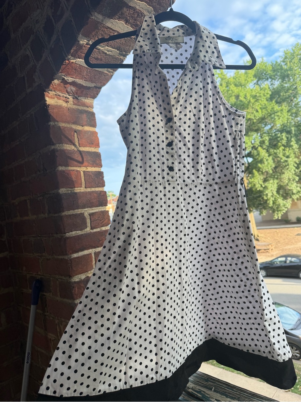 A-line Black and White Polka Dot Dress